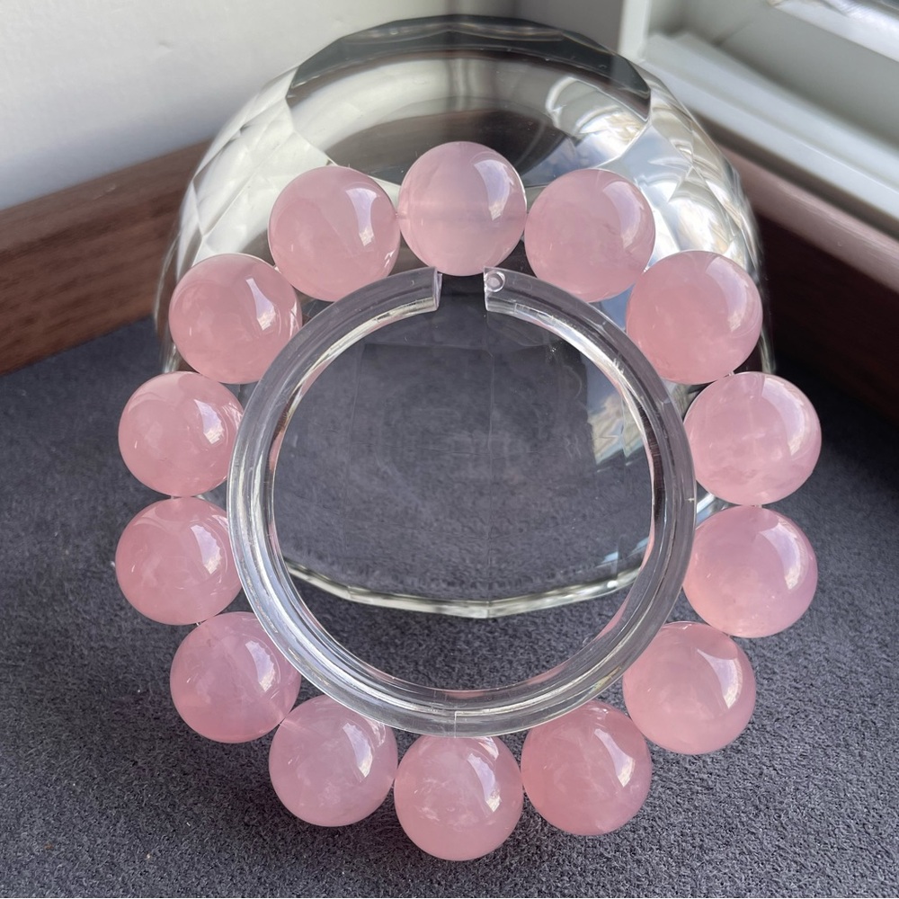 🩷Natural Rose Quartz Bracelet - Gig Beads 14.5-15mm
